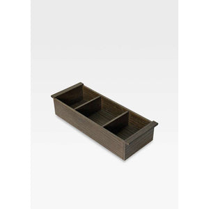Interior Organization Container in dark oak for vanity with Three Compartments for lower drawer only