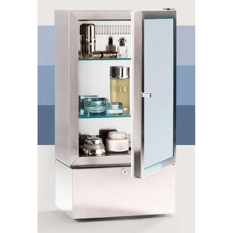 Climate-controlled cabinet for cosmetics in brushed stainless steel 340 X 250 X 650mm