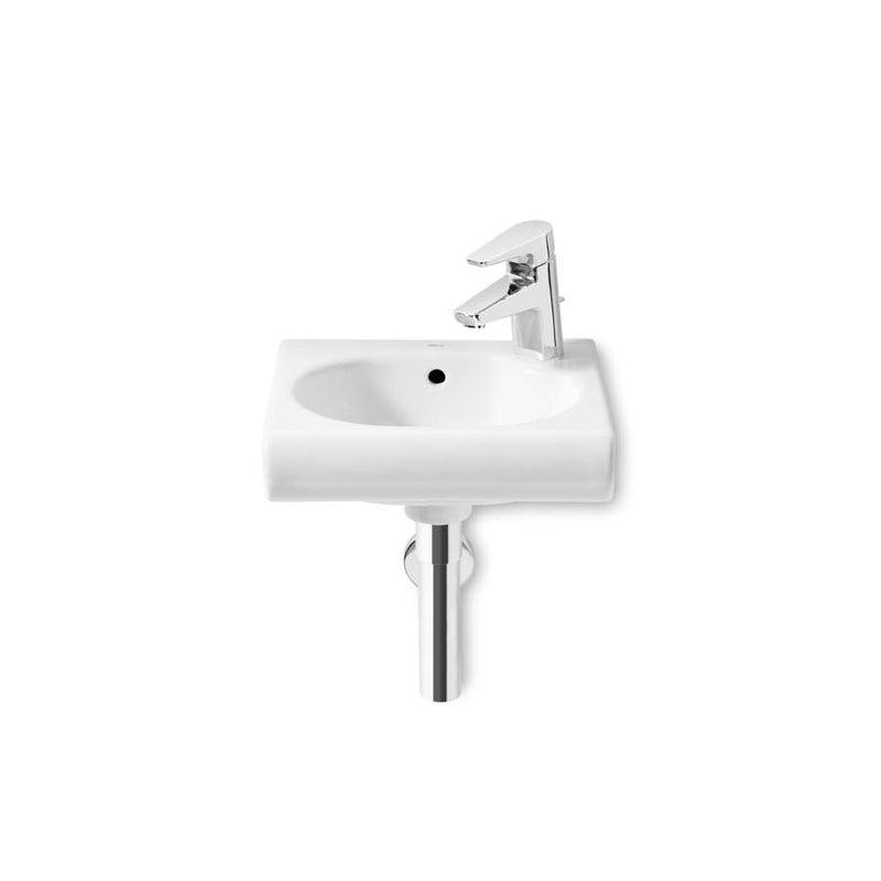 Meridian Compact wall-hung vitreous china basin in white