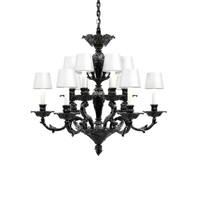 4323073 Lighting Suspension Lamp, Black Colour Brass & White Lampshade