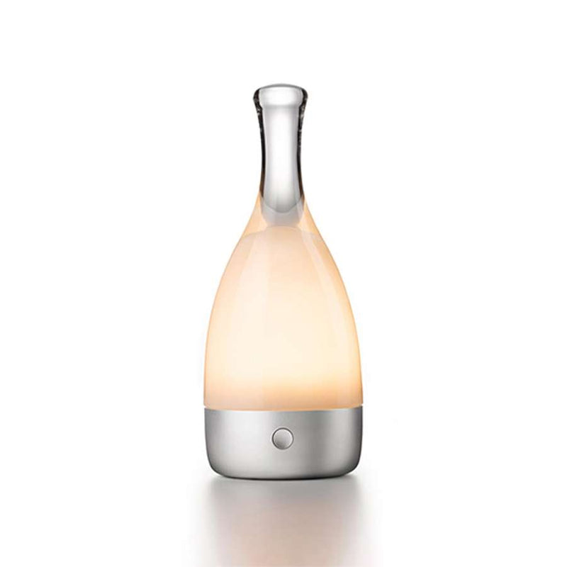 BL002-11S Lighting Cordless LED Table Lamp, Matte silver and glossy white