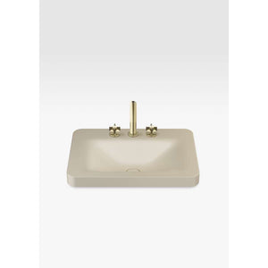 Over countertop washbasin in greige with 3 tapholes