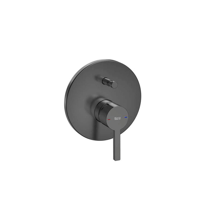 Naia Built-in bath-shower mixer in brushed titanium black with automatic diverter and 2 outlets (Required: RocaBox A525869403)