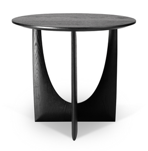 Oak Geometric Black Side Table 510 x 500 mm - Varnished