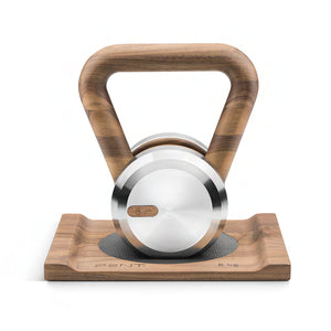 LOVA - Single Kettlebell with a Solid Wood Stand - 8 Kg - Stainless Steel/Natural Walnut