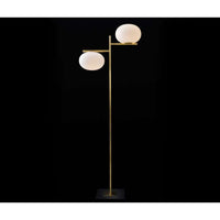 L0383 Lighting Floor Lamp Double Globe version, Frame Satin brass , light source not included, 2 x max 60W (E27)