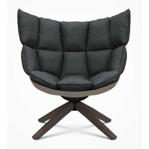 B&B Italia Husk H2G Armchair Swivel armchair with snug sides, Frame Grey oak 0378G, Fabric Lodi 2594420, Shell Dove Grey Shell 0028T