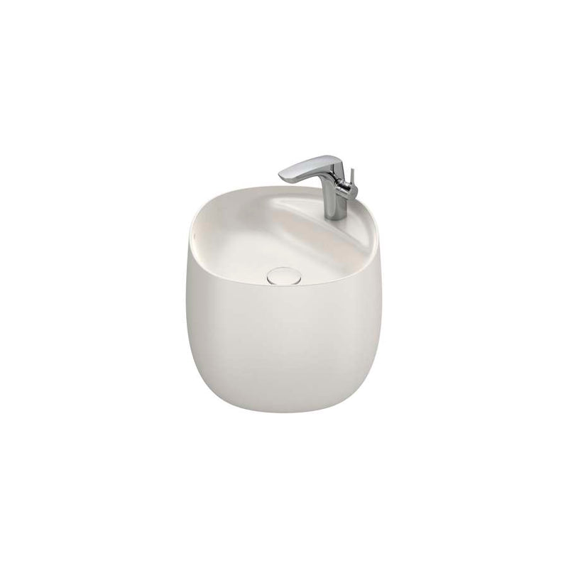 Beyond Wall-hung FINECERAMIC® basin with integrated semipedestal in beige 460 x 470 x 380 mm