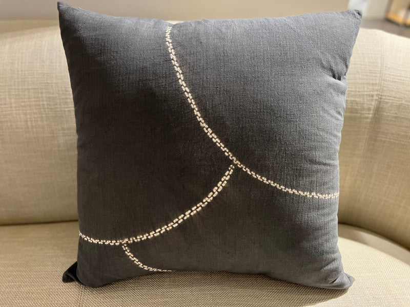 Cotton Linen Cushion Cover - 60 X 60 Cm - Silver Grey / Ivory