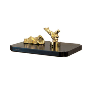 LIMBONSAI 79471NBDG Deck-mounted Thermostatic Shower Mixer Trim Part in Na-No Black w/ Dark Gold Knobs