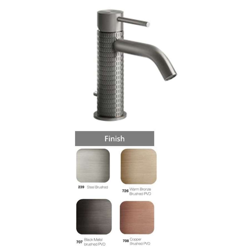 GESSI GESSI316 54201.707 basin mixer in black metal brushed PVD with waste