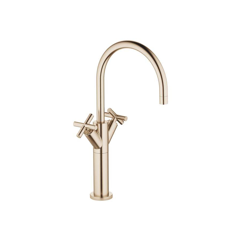 Dornbracht TARA 22533892-46 Single-hole basin mixer with raised base without pop-up waste in 46 Brushed Champagne