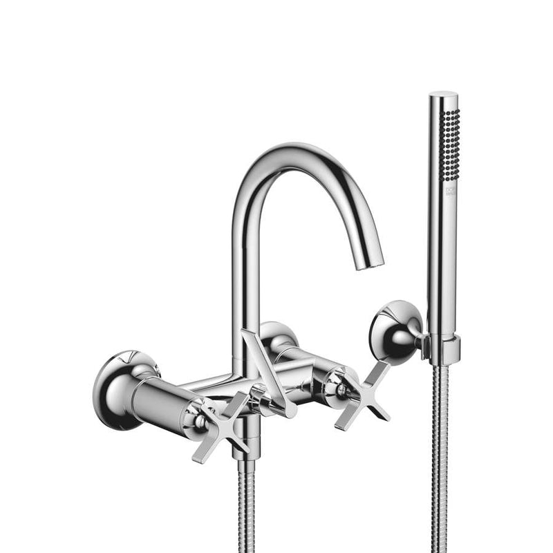 Dornbracht VAIA 25133809-00 Wall-mounted Exposed Twin Handle Bath Mixer w/Handshower Set in Polished Chrome