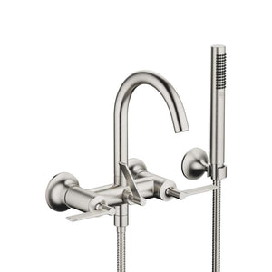 VAIA Wall-mounted Exposed Twin Handle Bath Mixer w/Handshower Set - Platinum Matt