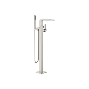 CL.1 Single-lever bath mixer with stand pipe for free-standing assembly with hand shower set - Brushed Platinum