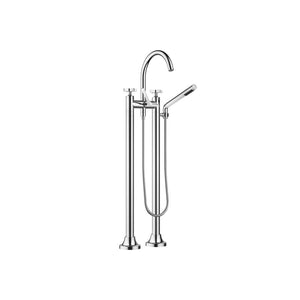 VAIA Two-hole bath mixer for free-standing assembly with hand shower set - Chrome