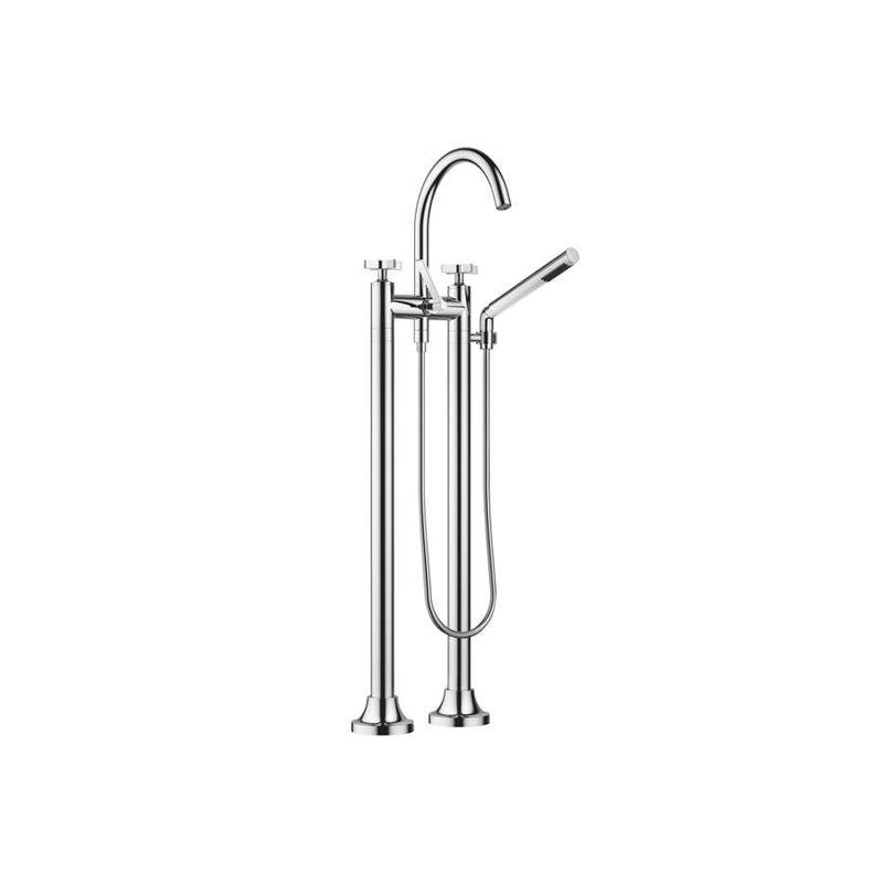 Dornbracht VAIA 25943809-00 Floor-mounted Twin Handle Bath Mixer w/Handshower Set in Polished Chrome