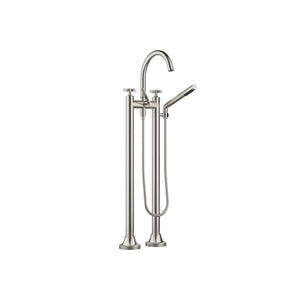VAIA Two-hole bath mixer for free-standing assembly with hand shower set - Brushed Platinum