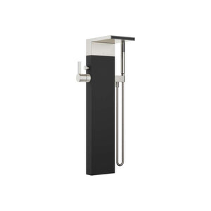 Floor-mounted Twin Handle Bath Mixer w/Handshower Set - Platinum Matt