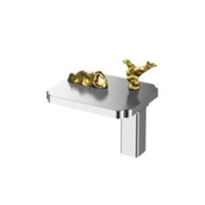 LIMBONSAI 79121CMDG Deck-mounted Single-lever Basin Mixer in Chrome w/ Dark Gold Knobs