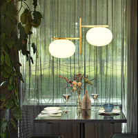 L0383 Lighting Floor Lamp Double Globe version, Frame Satin brass , light source not included, 2 x max 60W (E27)