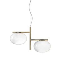 L0383 Lighting Floor Lamp Double Globe version, Frame Satin brass , light source not included, 2 x max 60W (E27)