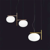 L0383 Lighting Floor Lamp Double Globe version, Frame Satin brass , light source not included, 2 x max 60W (E27)