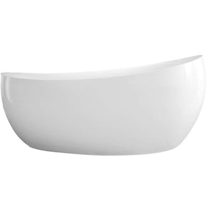 Free-standing seamless bathtub 1900x950mm in white, with pre-fitted outlet and overflow in chrome