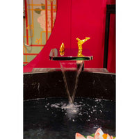 LIMBONSAI 79321CMDG  Deck-mounted Single-lever Bath Mixer in Chrome w/ Dark Gold Knobs