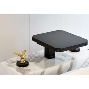 LIMBONSAI 79332NBDG Deck-mounted Twin Handle Bath Mixer in Na-No Black w/ Dark Gold Knobs