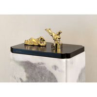 LIMBONSAI 79471NBDG  Deck-mounted Thermostatic Shower Mixer Trim Part in Na-No Black w/ Dark Gold Knobs