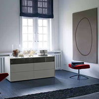 CD52BS, Frame Satin Chalk White 9118E, Lower Drawer Satin Chalk White 9118E, Upper Drawer Satin Tabacco 4232E, Upper drawer CD52BFS & Lower drawer CD52BFI