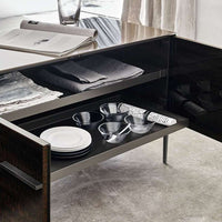EU15CS, Frame Pewter Painted 0259V, Compartment Satin Desert 4516E, Doors Bronze Mirror 0830B, External Frame Bronze Acrylic Resin 0797B, Internal Frame Black Chrome Acrylic Resin 0793N, With 2pc of Shelf EU45R Smoky Glass 0129F
