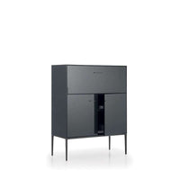 EU15CS, Frame Pewter Painted 0259V, Compartment Satin Desert 4516E, Doors Bronze Mirror 0830B, External Frame Bronze Acrylic Resin 0797B, Internal Frame Black Chrome Acrylic Resin 0793N, With 2pc of Shelf EU45R Smoky Glass 0129F