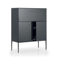 EU15CS, Frame Pewter Painted 0259V, Compartment Satin Desert 4516E, Doors Bronze Mirror 0830B, External Frame Bronze Acrylic Resin 0797B, Internal Frame Black Chrome Acrylic Resin 0793N, With 2pc of Shelf EU45R Smoky Glass 0129F