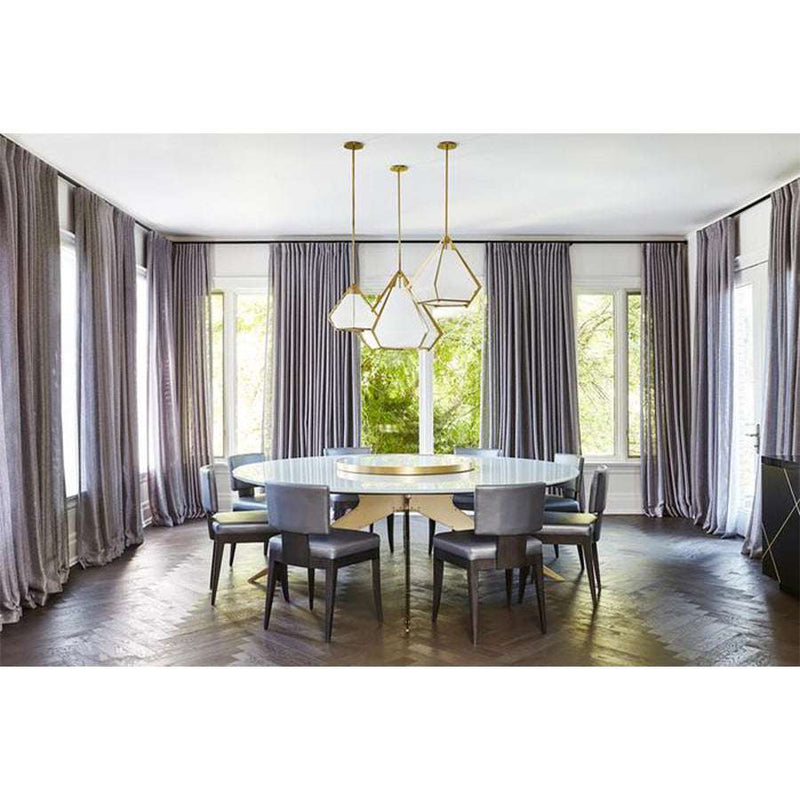 - Lighting Pendant Lamp, Frame Satin Brass & White Glass, light source included, 12V 6W LED Bulb & 220V LED Driver