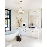 - Lighting Pendant Lamp, Frame Satin Brass & White Glass, light source included, 12V 6W LED Bulb & 220V LED Driver
