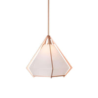 - Lighting Pendant Lamp, Frame Satin Brass & White Glass, light source included, 12V 6W LED Bulb & 220V LED Driver