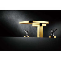 LIMBONSAI 79332NBDG  Deck-mounted Twin Handle Bath Mixer in Na-No Black w/ Dark Gold Knobs