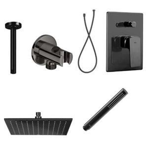 Built-in bath-shower pack in titanium black
