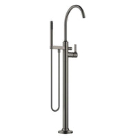 VAIA Single-lever bath mixer with stand pipe for free-standing assembly with hand shower set - Brushed Dark Platinum