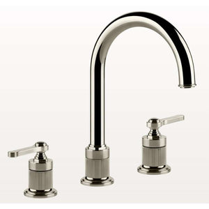 Gessi Venti 20 65015.720 Three-hole basin mixer in 720 Nickel PVD with umbrella spout, with flexible hoses. With waste