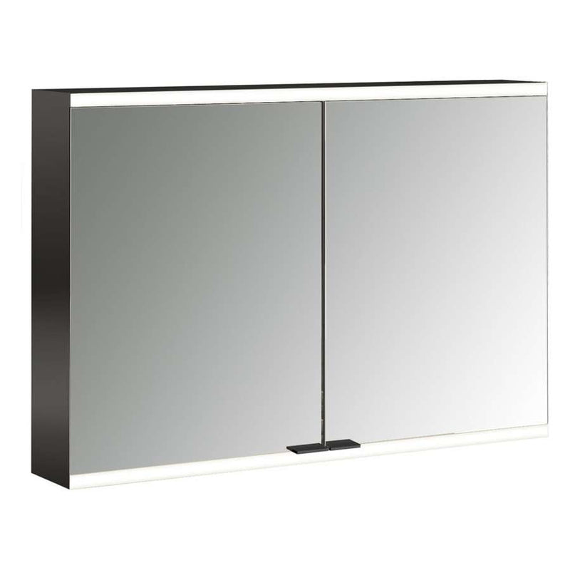 Emco illuminated mirror cabinet Prime2 Facelift 949713545HK wall-mounted, 1000 mm, 2 door, IP 20, black back panel mirror (HK version: 3-pin plug)