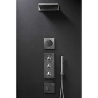 Five-way built-in thermostatic shower mixer in nero with handshower