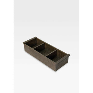 Interior Organization Container in dark oak for vanity with Three Compartments for lower drawer only