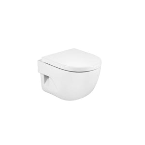 Meridian compact vitreous china wall-hung WC bowl with horizontal outlet in white