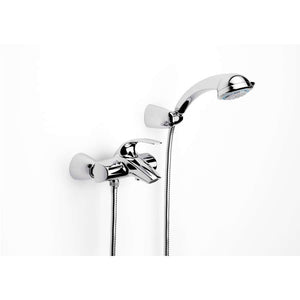 M2 Wall-mounted bath-shower mixer with automatic diverter, handshower 1.70m flexible hose and swivel wall bracket in chrome