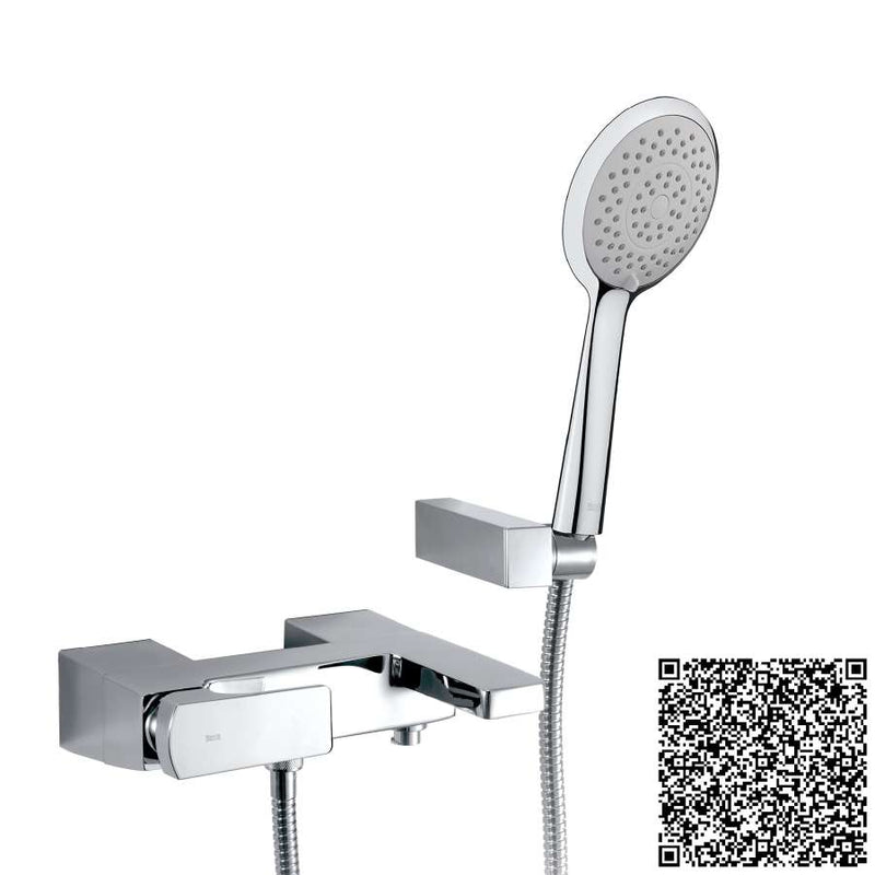 Escuadra Wall-mounted bath-shower mixer with automatic diverter 210mm