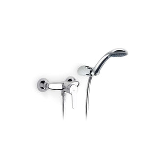 Victoria Wall-mounted shower mixer with 1.7 m flexible shower hose, handshower and wall bracket in chrome