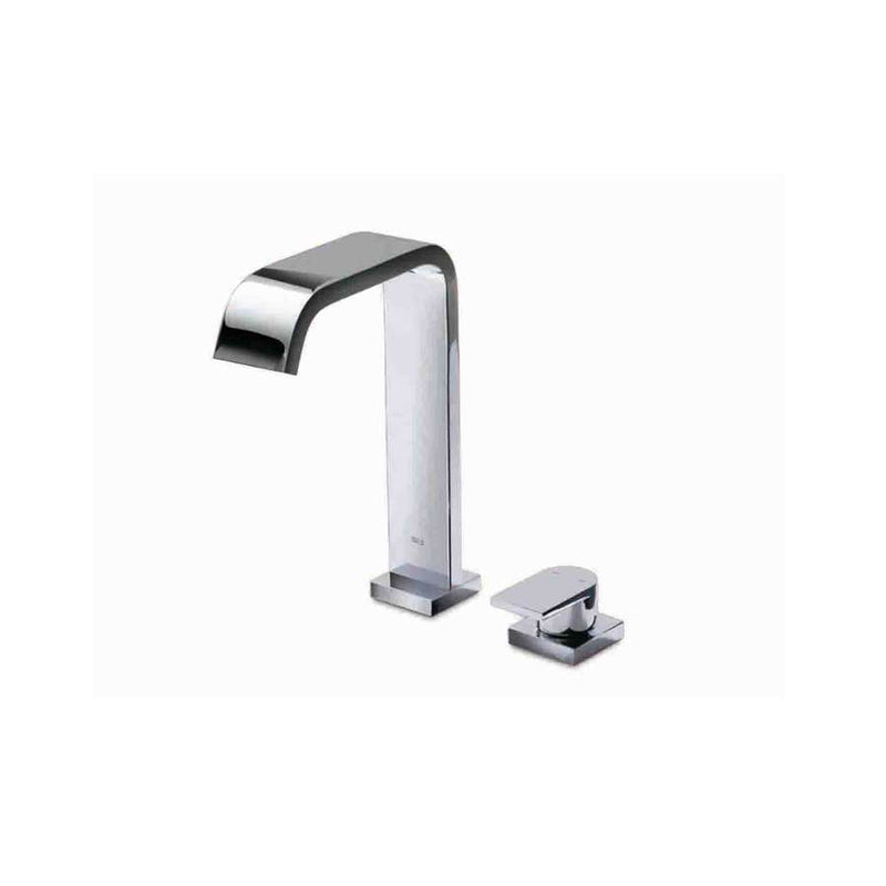 Flat Deck-mounted basin mixer with pop-up waste in chrome